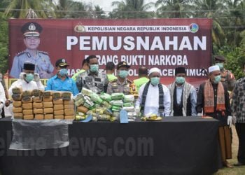 Polres Aceh Timur Musnahkan 28 Kg Sabu dan 30 Kg Ganja