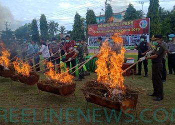Polres Aceh Timur Musnahkan 6,5 KG Sabu, 400 Kg Ganja