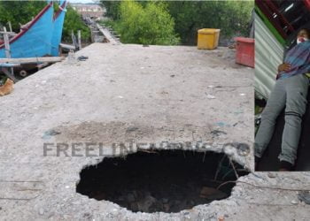 Lubang Menganga di Lantai Dermaga TPI Bagok Pagi Tadi Telan Korban