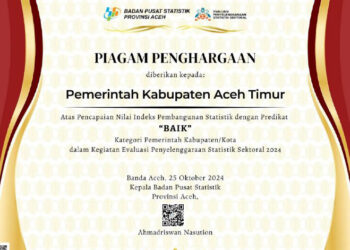 Aceh Timur Toreh Predikat Baik Penyelenggaraan Statistik Sektoral