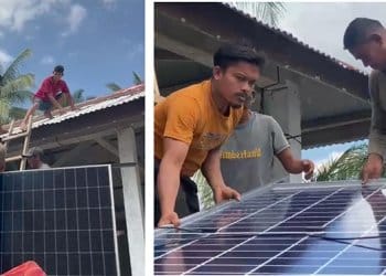 Dosen Umuslim Pasang PLTS Hibrid di Dusun Bivak Juli