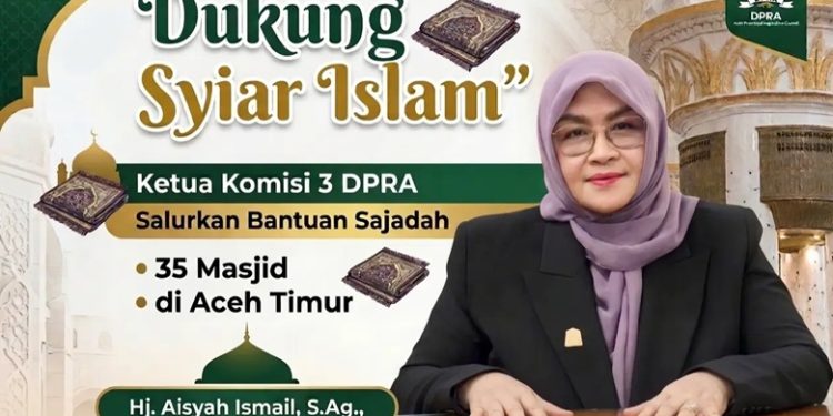 Anggota DPR Aceh Hj Aisyah Salurkan Sajadah Untuk Puluhan Masjid 